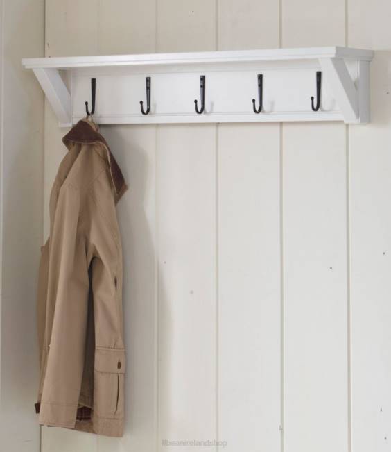 LLBean Painted Farmhouse Wall Shelf With Hooks Unisex J46J2893 Indoor Furniture Paperwhite