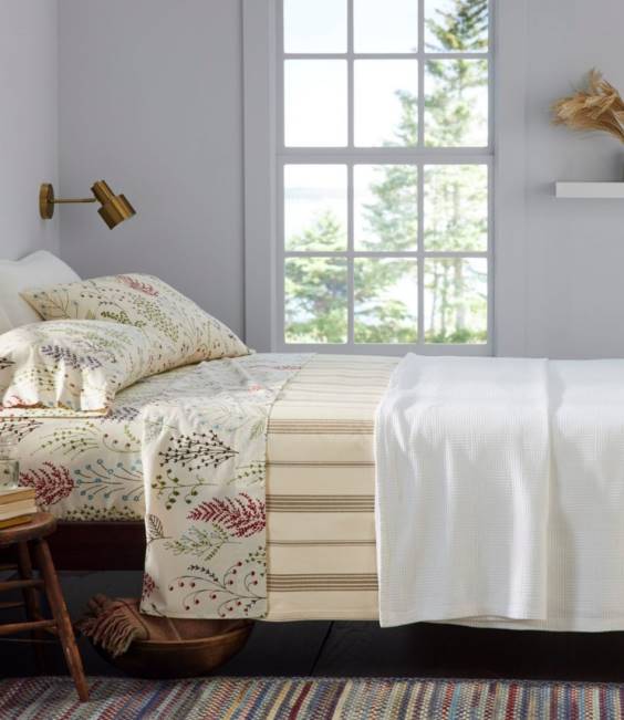 LLBean Percale Sheet Collection Unisex J46J2457 Bedding Botanical Floral