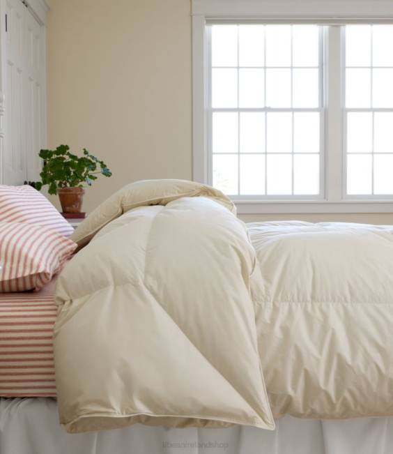 LLBean Permabaffle Box Goose Down Comforter Unisex J46J2783 Bedding Cream