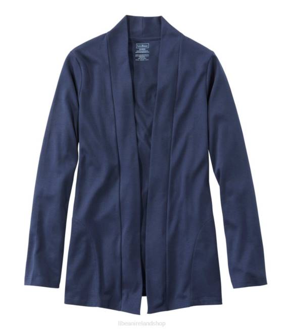 LLBean Pima Cotton Open Cardigan Women J46J6398 Clothing Raven Blue