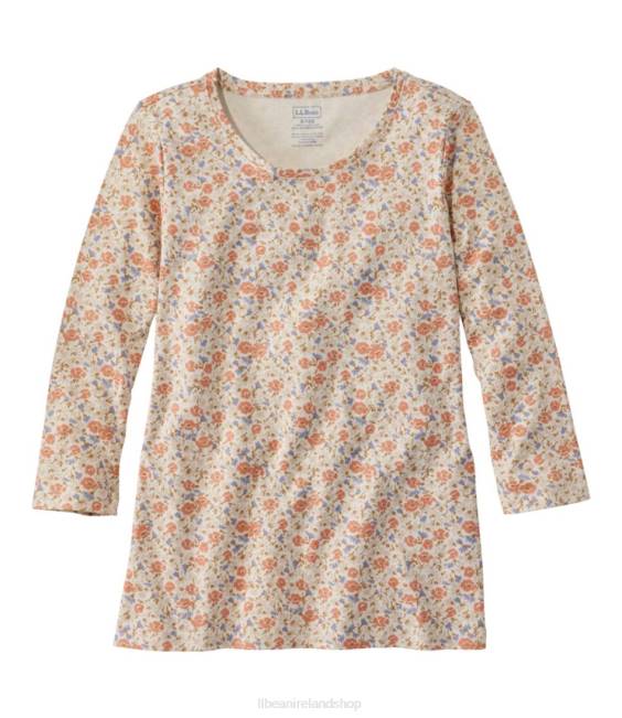 LLBean Pima Cotton Shaped Jewelneck Tee Women J46J222 Clothing Sailcloth Floral