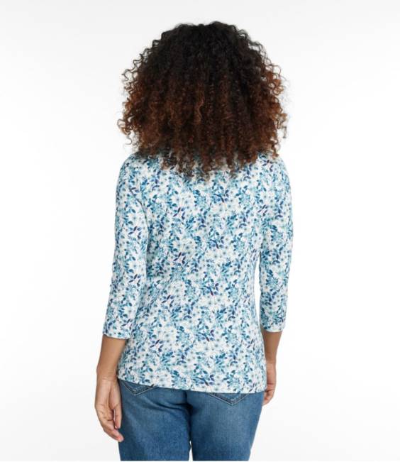 LLBean Pima Cotton Shaped Jewelneck Tee Women J46J4723 Clothing Classic Navy Ditsy Floral