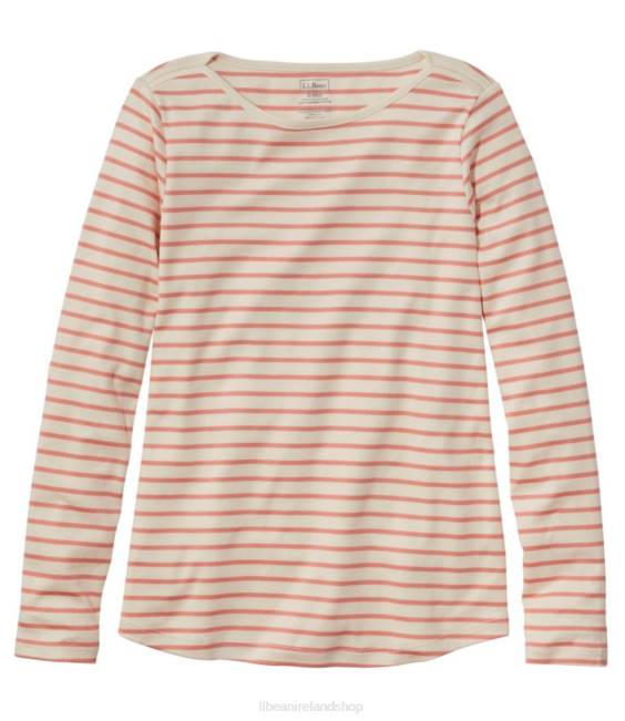 LLBean Pima Cotton Shaped Tee Women J46J4589 Clothing Cream/Warm Coral