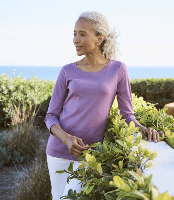 LLBean Pima Cotton Shaped Tee Women J46J6866 Clothing Butter