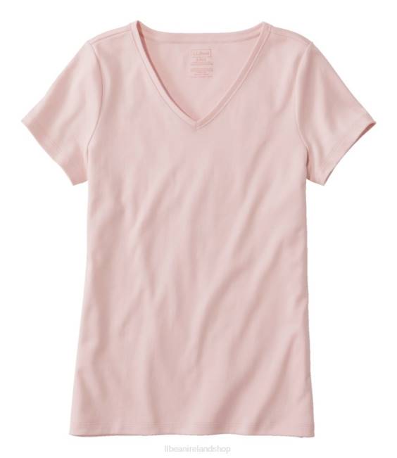 LLBean Pima Cotton Shaped V-Neck Women J46J2932 Clothing Pale Rose