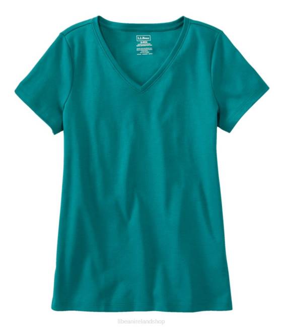 LLBean Pima Cotton Shaped V-Neck Women J46J5 Clothing Warm Teal
