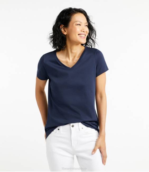 LLBean Pima Cotton Shaped V-Neck Women J46J5647 Clothing Lake