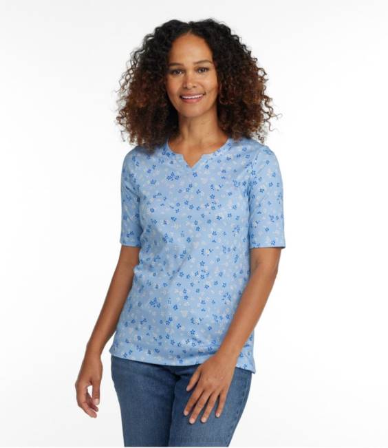 LLBean Pima Cotton Tee Women J46J3500 Clothing Sea Salt Paisley