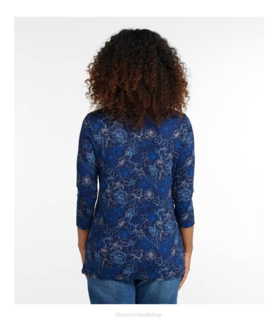 LLBean Pima Cotton Tunic Women J46J5700 Clothing Dark Periwinkle Floral Bunch