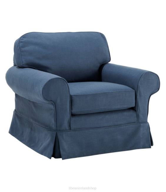 LLBean Pine Point Slipcovered Chair Performance Linen Unisex J46J4547 Indoor Furniture Blue