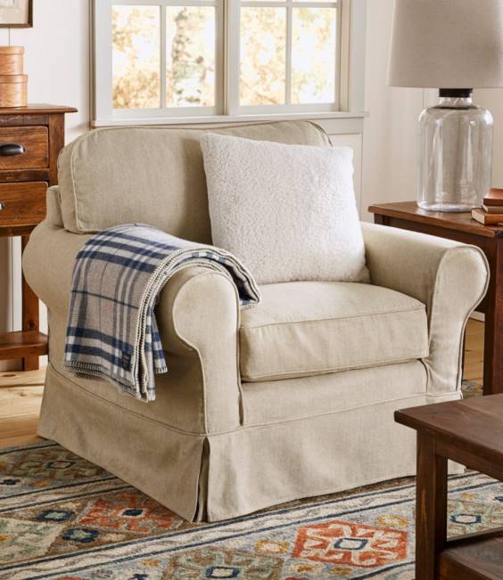 LLBean Pine Point Slipcovered Chair Unisex J46J4549 Indoor Furniture Chambray