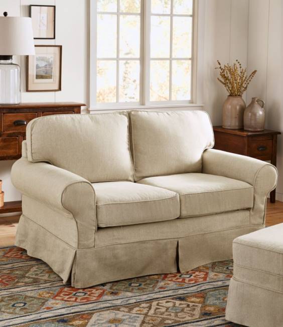 LLBean Pine Point Slipcovered Love Seat Unisex J46J2892 Indoor Furniture Linen Beige