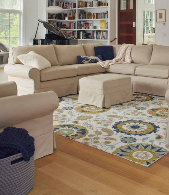 LLBean Pine Point Slipcovered Ottoman Performance Linen Unisex J46J2908 Indoor Furniture Khaki