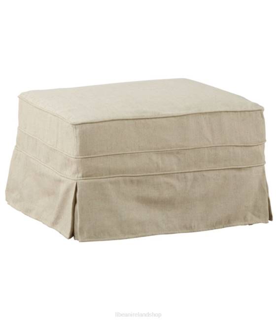 LLBean Pine Point Slipcovered Ottoman Unisex J46J2902 Indoor Furniture Linen Beige