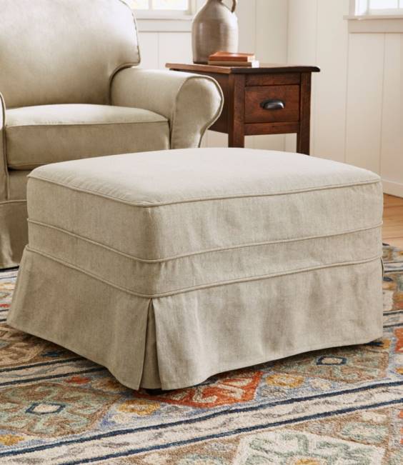 LLBean Pine Point Slipcovered Ottoman Unisex J46J4546 Indoor Furniture Chambray