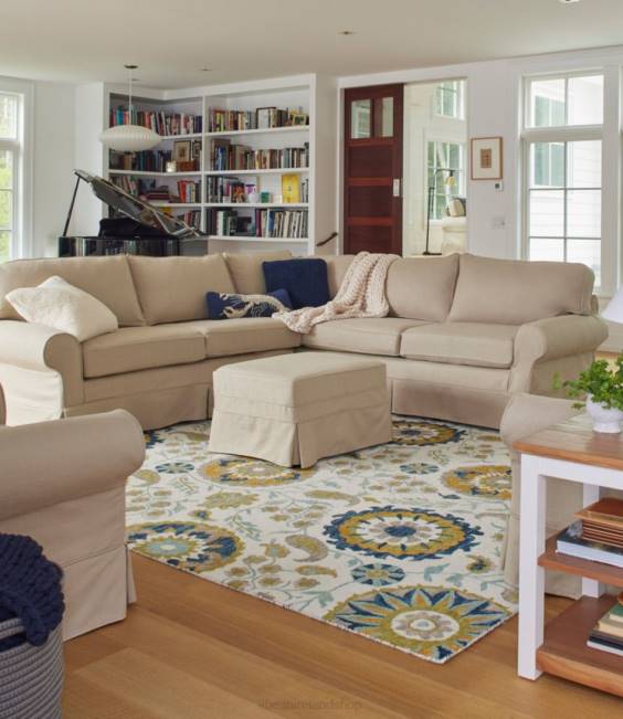 LLBean Pine Point Slipcovered Sectional Performance Linen Unisex J46J2907 Indoor Furniture Khaki