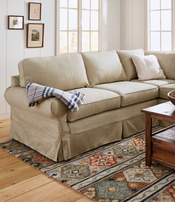 LLBean Pine Point Slipcovered Sectional Unisex J46J2881 Indoor Furniture Linen Beige