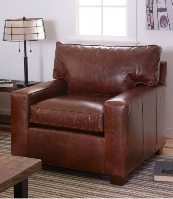LLBean Portland Leather Chair Unisex J46J2912 Indoor Furniture Chestnut Brown