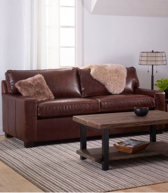 LLBean Portland Leather Sofa Unisex J46J2901 Indoor Furniture Chestnut Brown