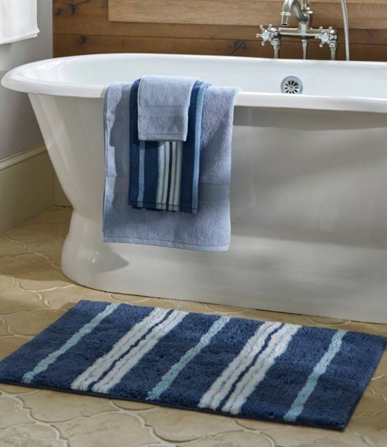LLBean Premium Cotton Bath Mat Multistripe Unisex J46J4437 Bath Slate
