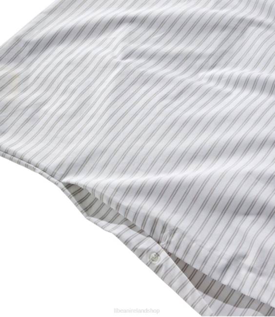 LLBean Premium Egyptian Percale Comforter Cover Collection Stripe Unisex J46J4440 Bedding Soft Gray