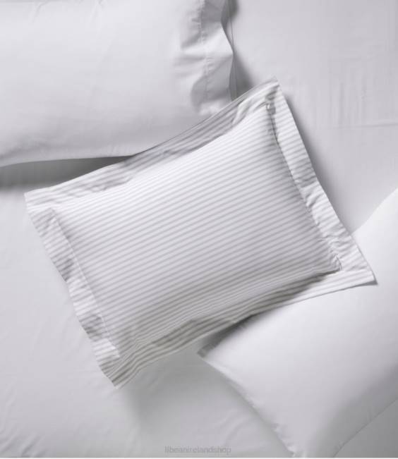 LLBean Premium Egyptian Percale Comforter Cover Collection Stripe Unisex J46J4440 Bedding Soft Gray