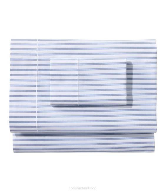 LLBean Premium Egyptian Percale Sheet Collection Stripe Unisex J46J2512 Bedding Mid-Blue