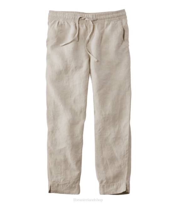 LLBean Premium Linen Breezy Pull-On Ankle Pants Women J46J3009 Clothing Oatmeal