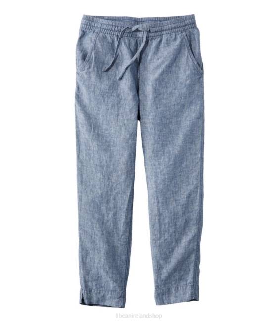 LLBean Premium Linen Breezy Pull-On Ankle Pants Women J46J4647 Clothing Bright Mariner