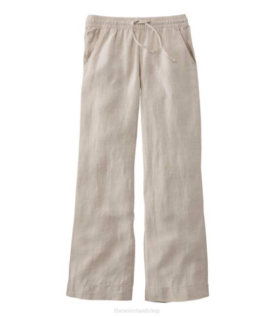 LLBean Premium Washable Linen Pull-On Pants Women J46J2956 Clothing Oatmeal