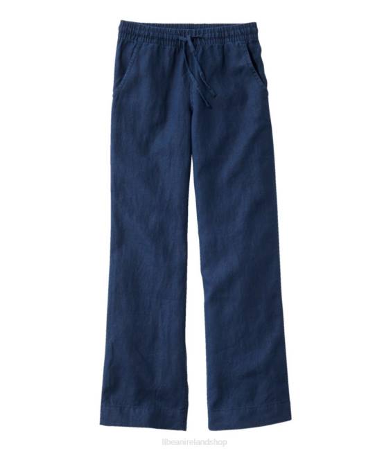 LLBean Premium Washable Linen Pull-On Pants Women J46J31 Clothing Classic Navy