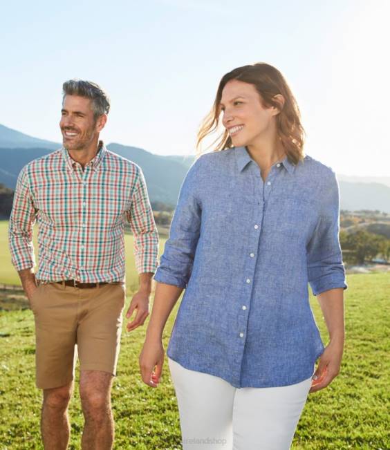 LLBean Premium Washable Linen Shirt Women J46J2982 Clothing Cool Blue