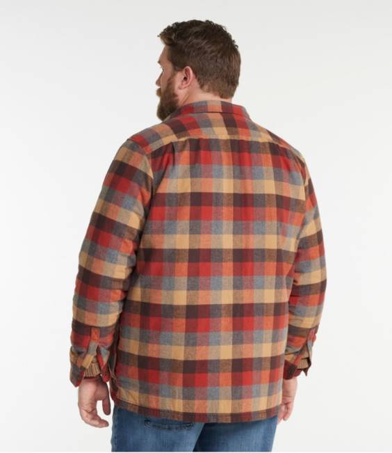 LLBean PrimaLoft Lined Chamois Shirt Jac Men J46J3572 Clothing Canyon Rust