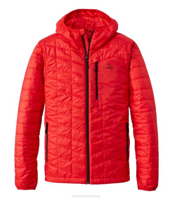 LLBean PrimaLoft Packaway Hooded Jacket Men J46J6610 Outerwear Vibrant Red