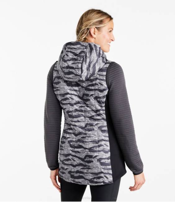 LLBean PrimaLoft Packaway Long Vest Women J46J3669 Outerwear Carbon Navy Paintbrush Camo