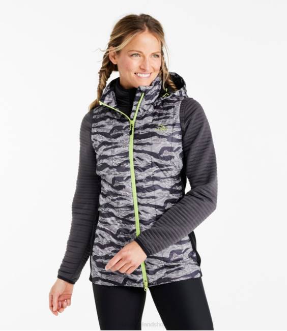 LLBean PrimaLoft Packaway Long Vest Women J46J901 Outerwear Carbon Camo