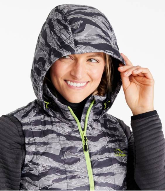 LLBean PrimaLoft Packaway Long Vest Women J46J901 Outerwear Carbon Camo