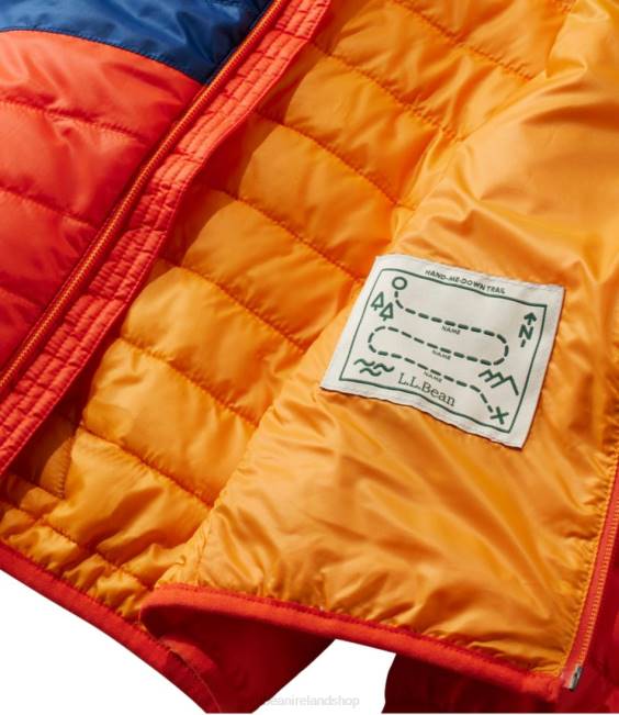 LLBean Primaloft Packaway Hooded Jacket Kids J46J5106 Outerwear Collegiate Blue/Lawn Green