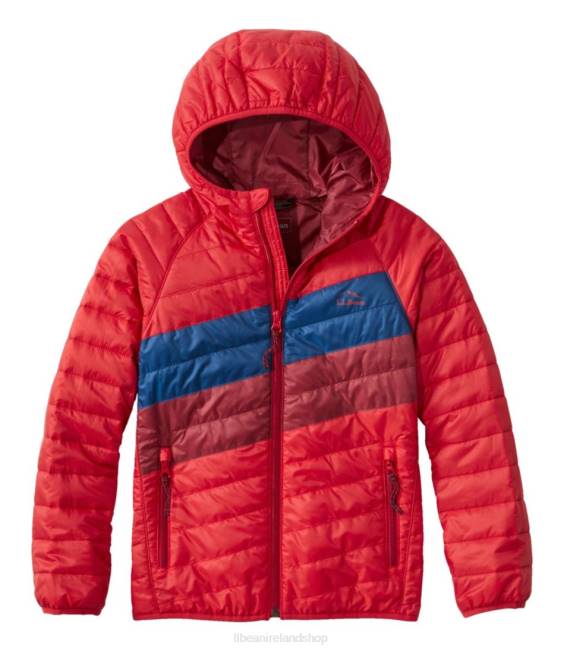 LLBean Primaloft Packaway Hooded Jacket Kids J46J6058 Outerwear Dark Red/Mountain Red