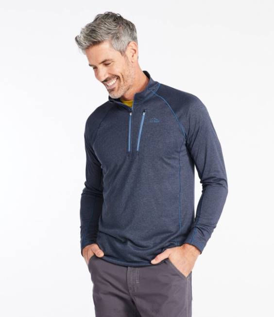 LLBean Quick Dry Trail Tee 1/4 Zip Men J46J6531 Clothing Marine Blue