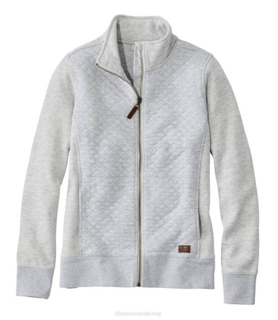 LLBean Quilted Full-Zip Sweatshirt Women J46J4586 Clothing Light Gray Heather