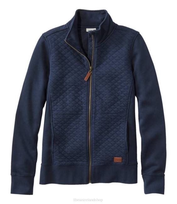 LLBean Quilted Full-Zip Sweatshirt Women J46J6406 Clothing Classic Navy
