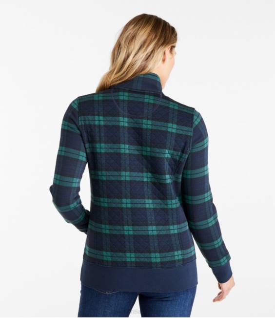 LLBean Quilted Quarter-Zip Pullover Women J46J159 Clothing Blackwatch Plaid