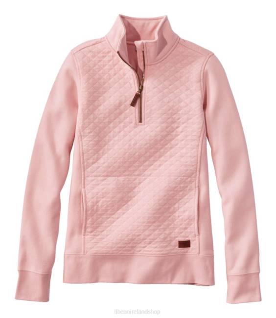 LLBean Quilted Quarter-Zip Pullover Women J46J39 Clothing Muted Rose