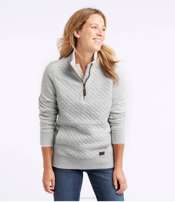 LLBean Quilted Quarter-Zip Pullover Women J46J39 Clothing Muted Rose
