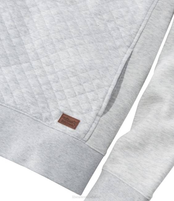 LLBean Quilted Quarter-Zip Pullover Women J46J6420 Clothing Light Gray Heather