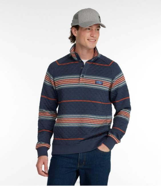 LLBean Quilted Sweatshirt Men J46J3070 Clothing Rangeley Blue Multi