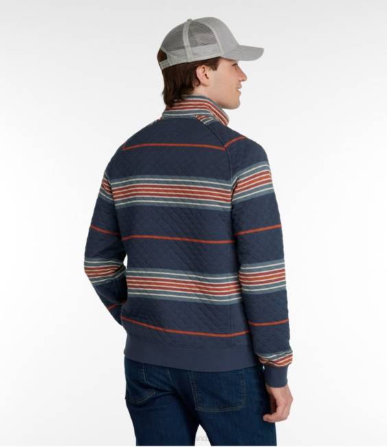LLBean Quilted Sweatshirt Men J46J3070 Clothing Rangeley Blue Multi