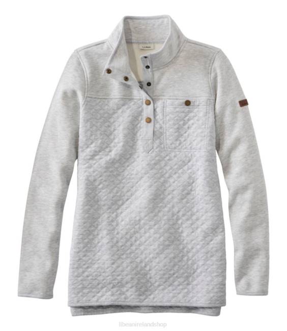 LLBean Quilted Sweatshirt Women J46J4904 Clothing Light Gray Heather