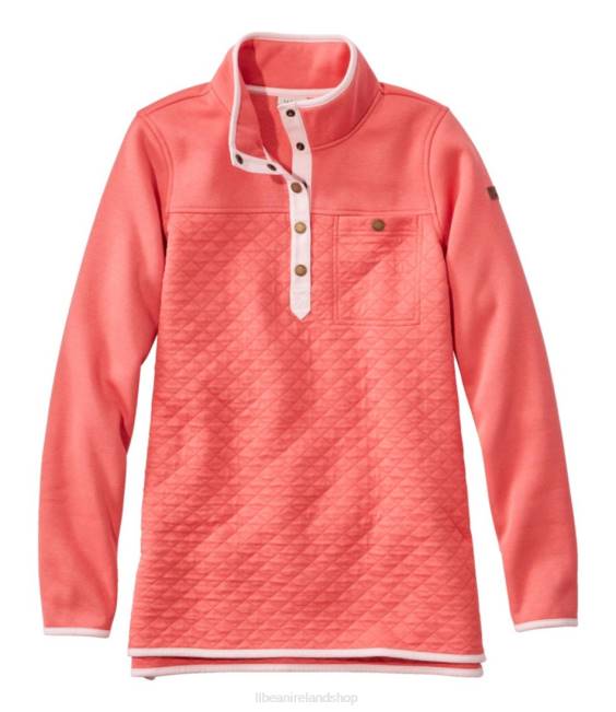LLBean Quilted Sweatshirt Women J46J5913 Clothing Sunlit Coral